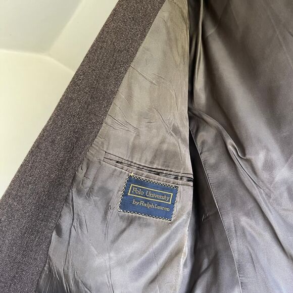 Vintage Ralph‎ Lauren Polo University Brown Wool Blazer Sport Coat Jacket 42 - Picture 4 of 7